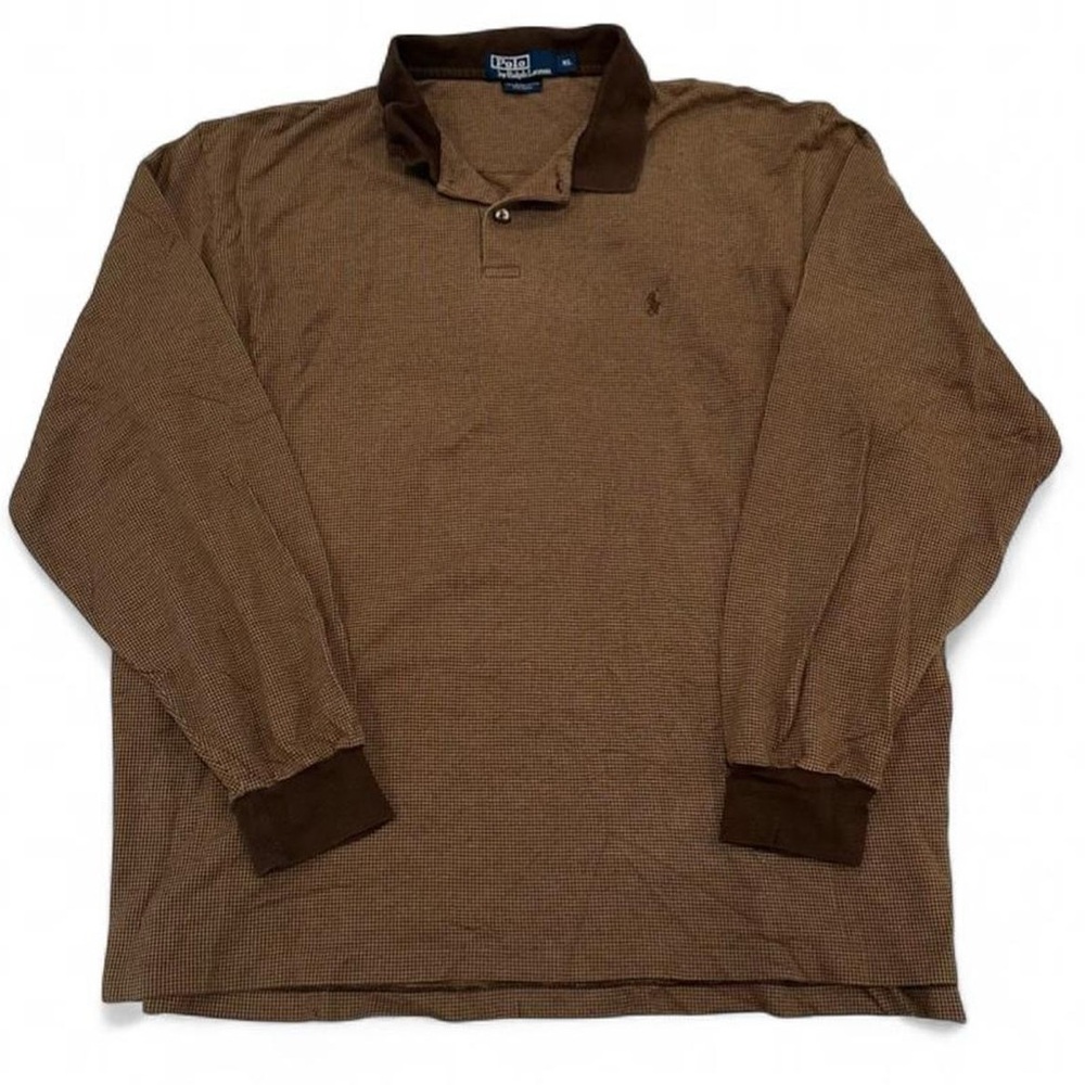 VTG Polo Ralph Lauren Brown Long Sleeve Shirt Pima Cotton Men’s XL Pony Logo